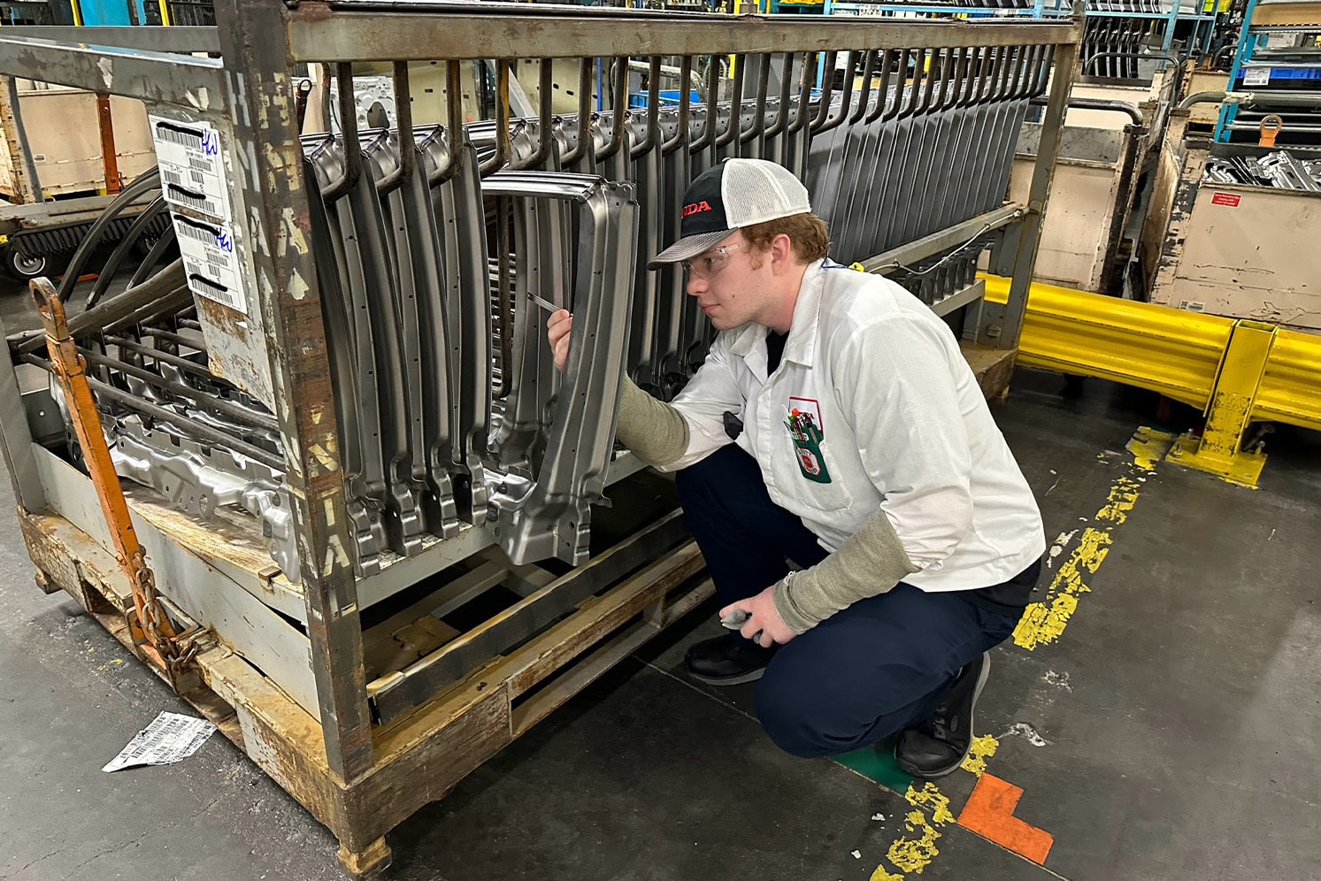 Student works on a manufacturing co-op