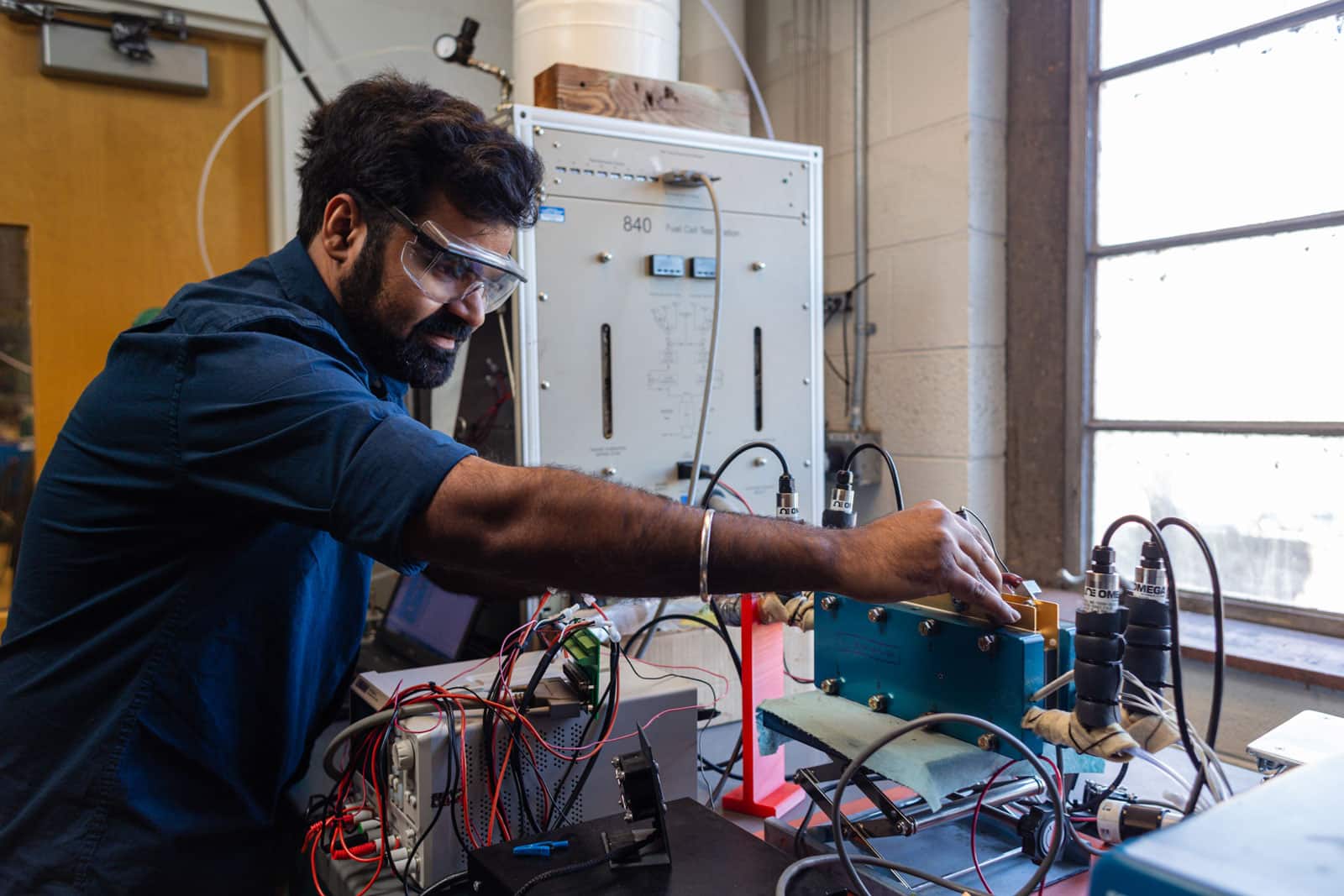 Grad student works on project in Dougherty Engineering Lab
