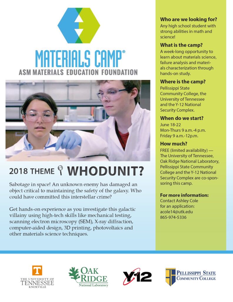 Materials camp flyer.