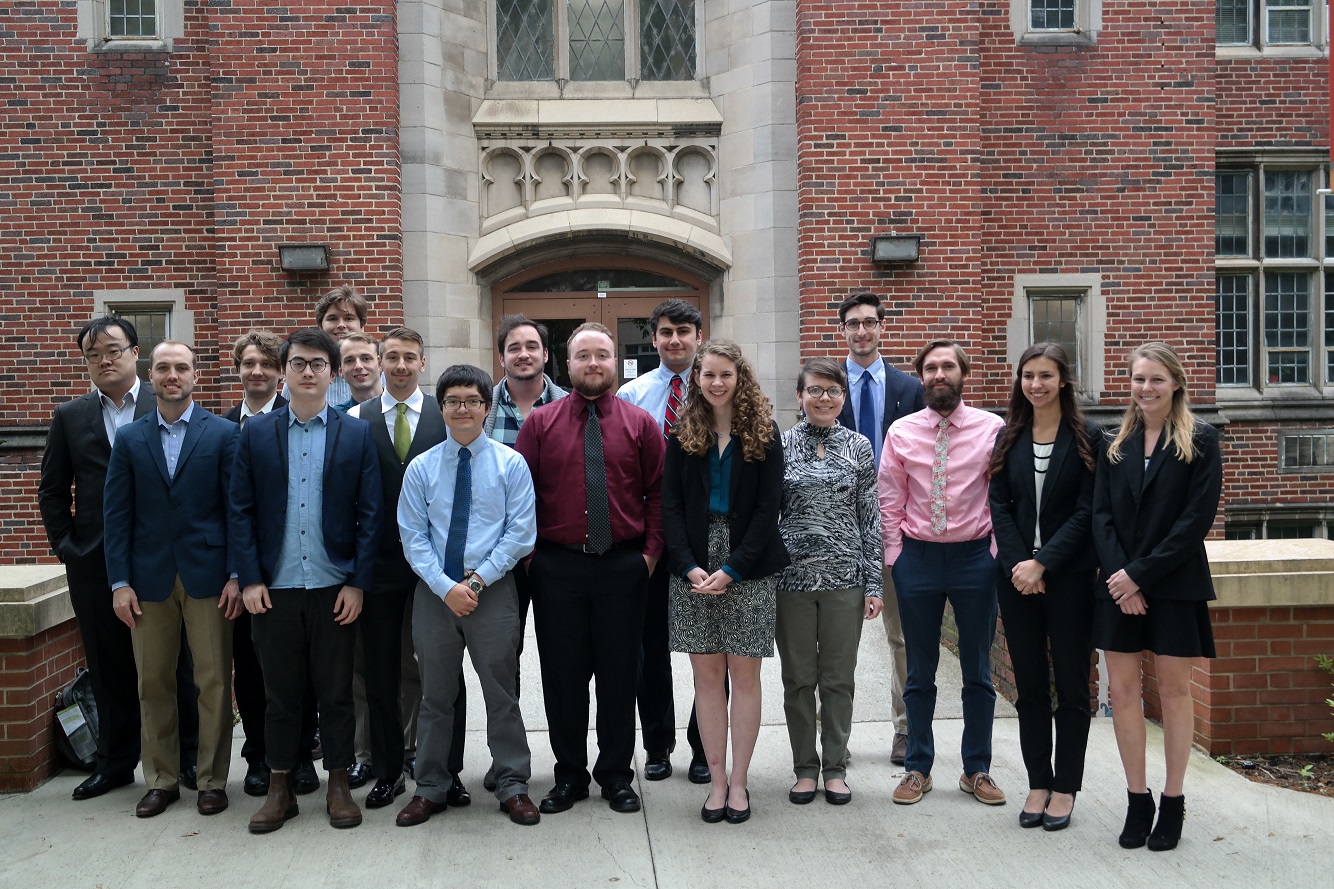 Students from the Spring 2018 senior design showcase stand together in a group.