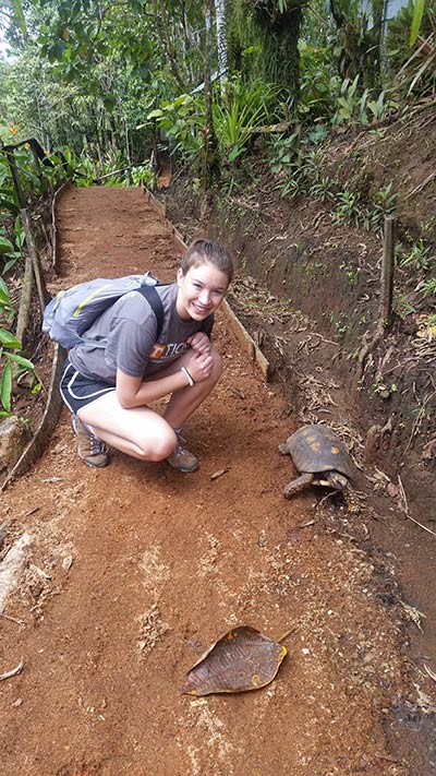 Hannah Landau Poses with a Turtle