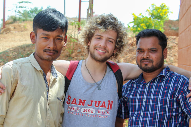 Cameron Hale in India with Two Indian Men