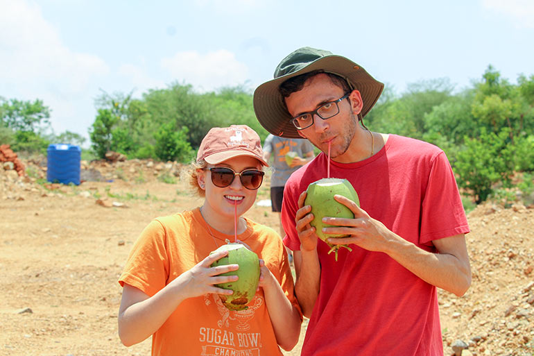 Manan Desai and Makayla Drink Coconut Water