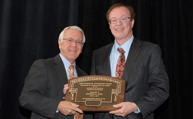 Tony Buhl receives Dougherty Award from Wayne T. Davis