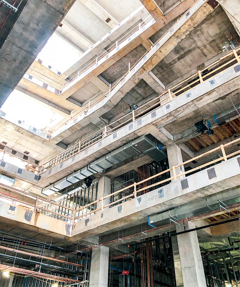 View looking through the atrium of the New Engineering Complex.