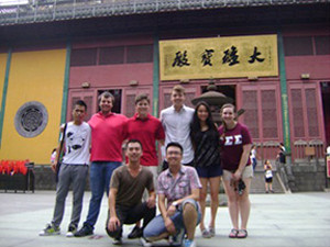 Students at temple in China