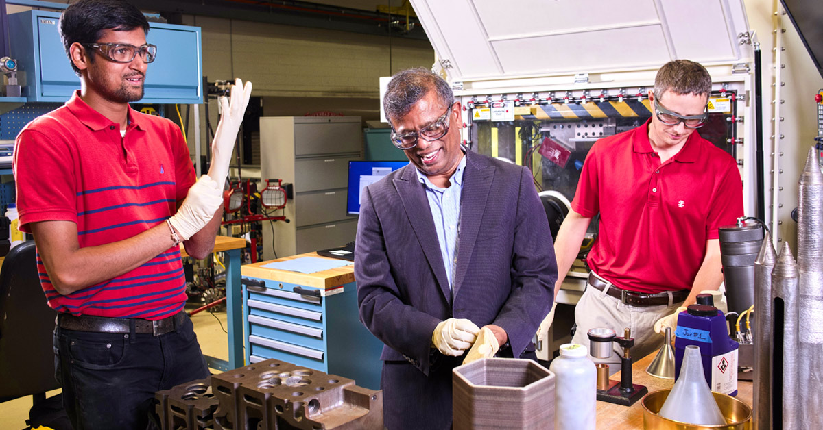Suresh Babu works with two grad students at ORNL