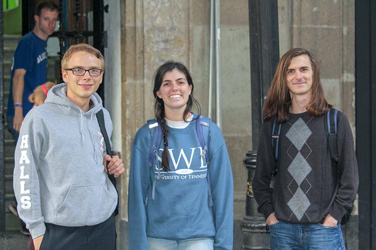 Jonathan West, Samantha Cahill, and Connor Barnhill in Mexico City