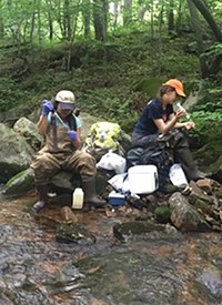 Students of Terry Hazen take water samples in Pennsylvania.