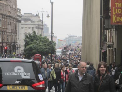 Crowd of people in street