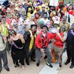 The “zombies” of the Department of Civil and Environmental Engineering were led in a dance across the bridge to Michael Jackson’s Thriller by Interim Department Head Greg Reed (center).