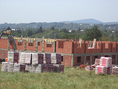 The dormitory under construction.