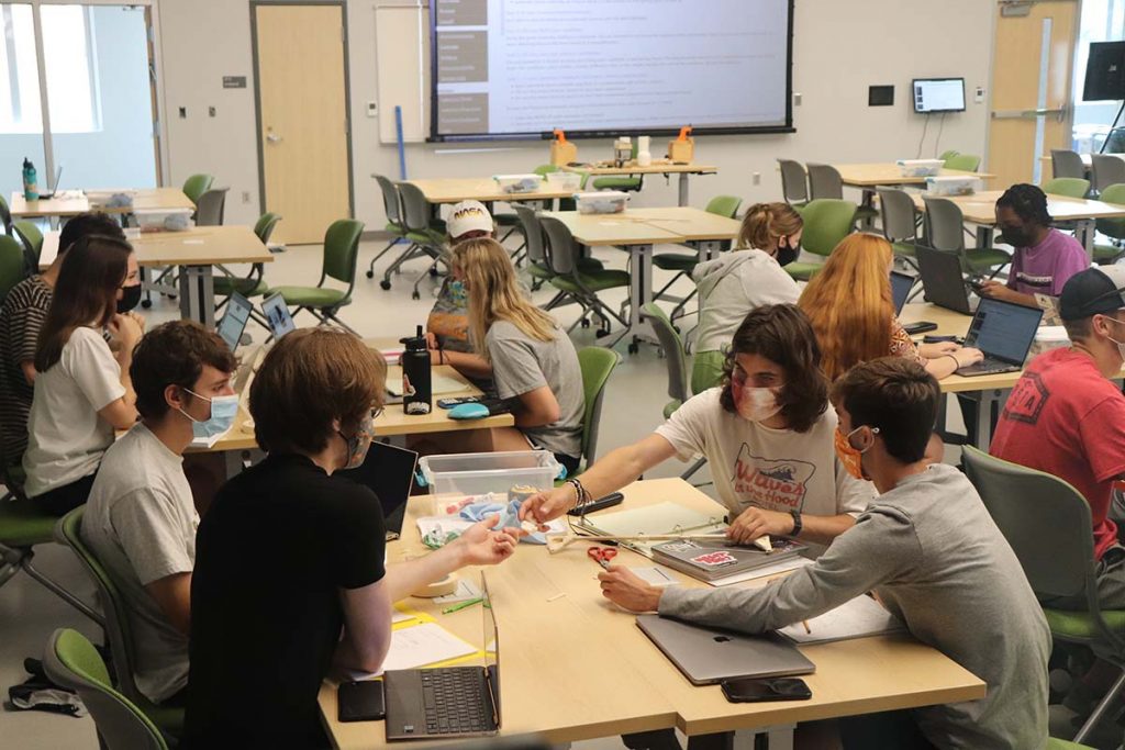 Students work on project in ZEC classroom