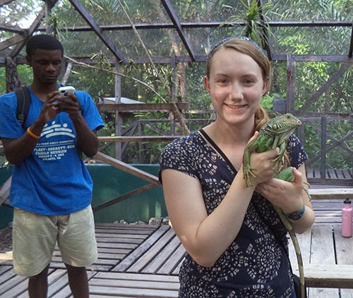 Rosemary Dabbs with an Iguana