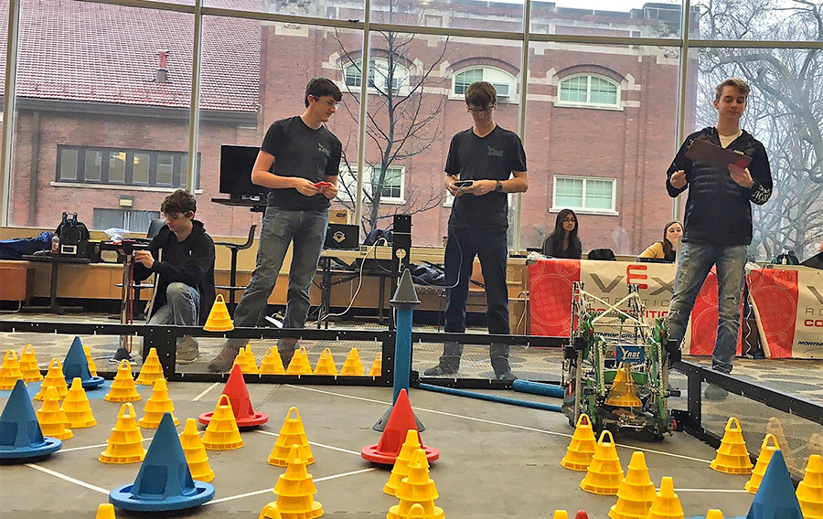 Y Not, a team of UT students, compete in the Vex-U competition at Purdue.
