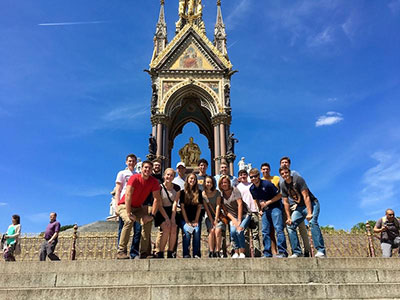 Students Pose in front of Chapel in London