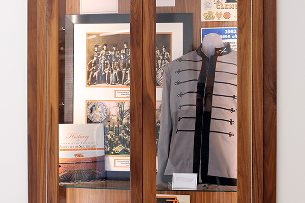 The ISE class's display case shows off items from the Pride of the Southland Band.