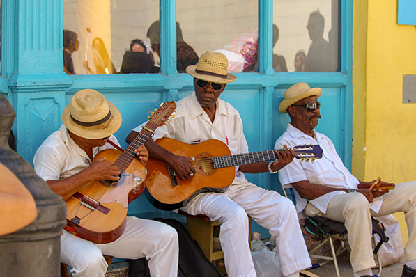 Musicians Outside a Cafe in Cuba