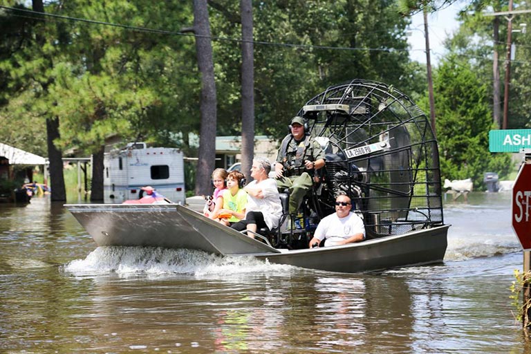 Airboat Used During Hurricane Harvey Flooding