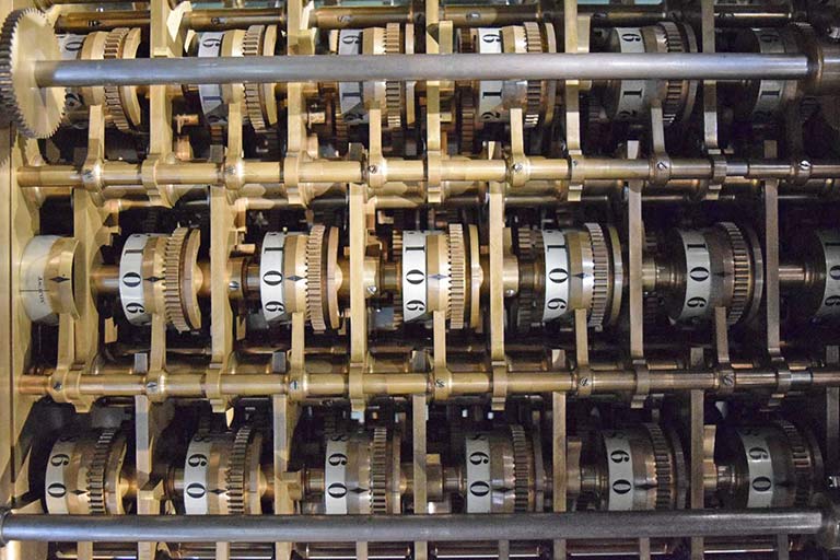 The inner workings of Babbage’s Difference Engine Prototype.