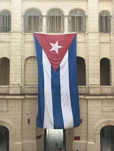 Cuban Flag Hangs in Cuba