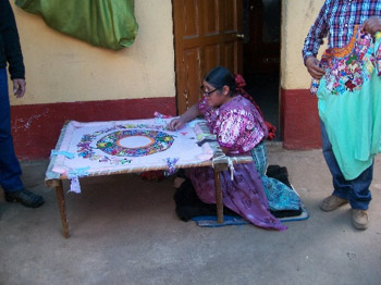Guatemalan Woman working on Weaving Project