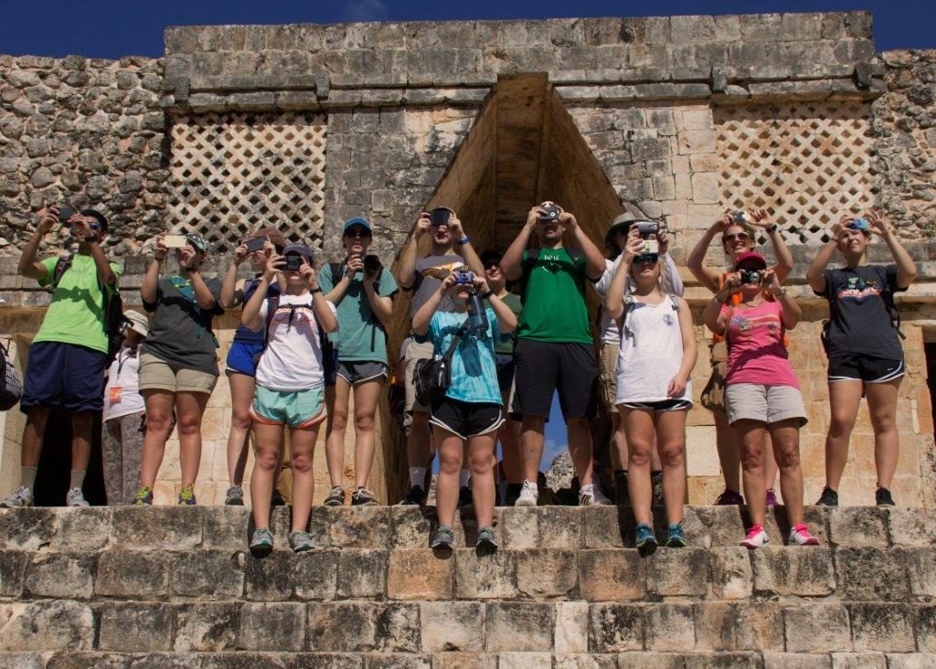 Group taking pictuers at Uxmal