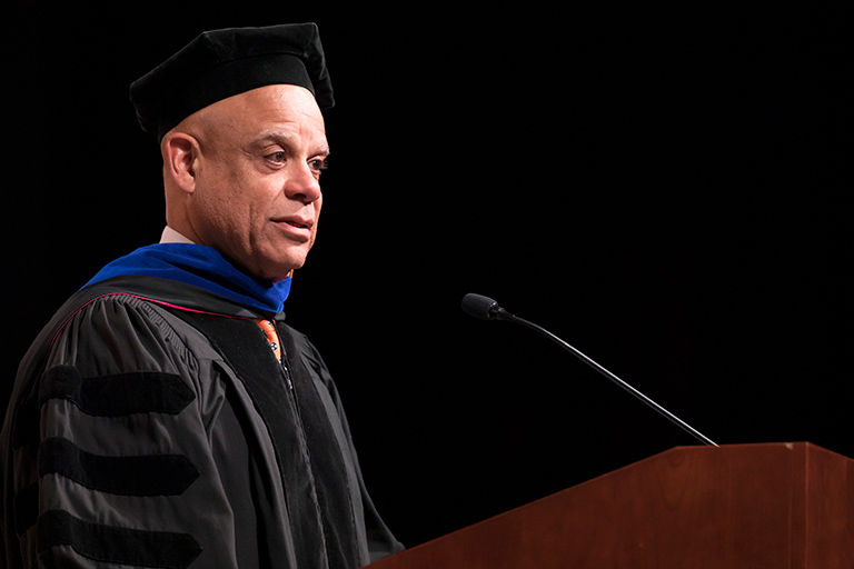 Mark Dean spoke at the college’s 2019 commencement ceremony.