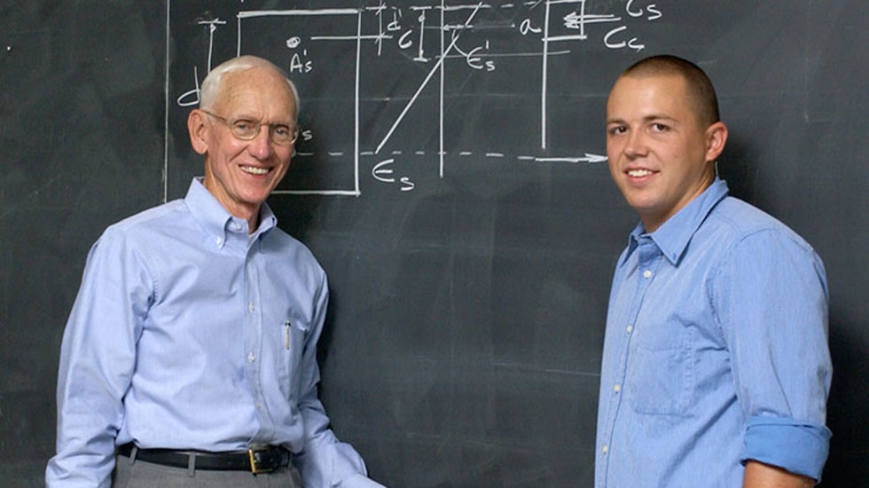 Professor Edwin Burdette and former student Andrew Tinsley, one of the many students who Burdette mentored during his tenure at UT.