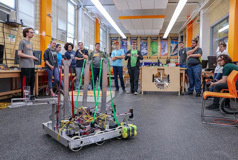 FIRST Robotics Alumni Team Working in the ICS Lab