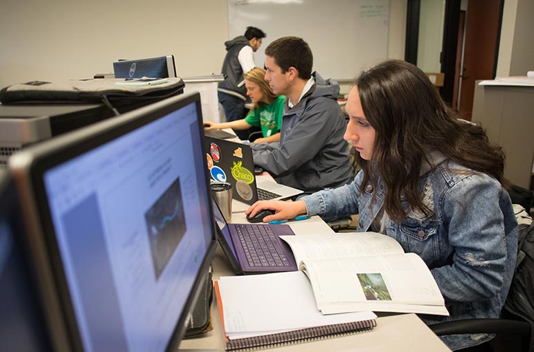 CEE Senior Design Students work in the Computer Lab