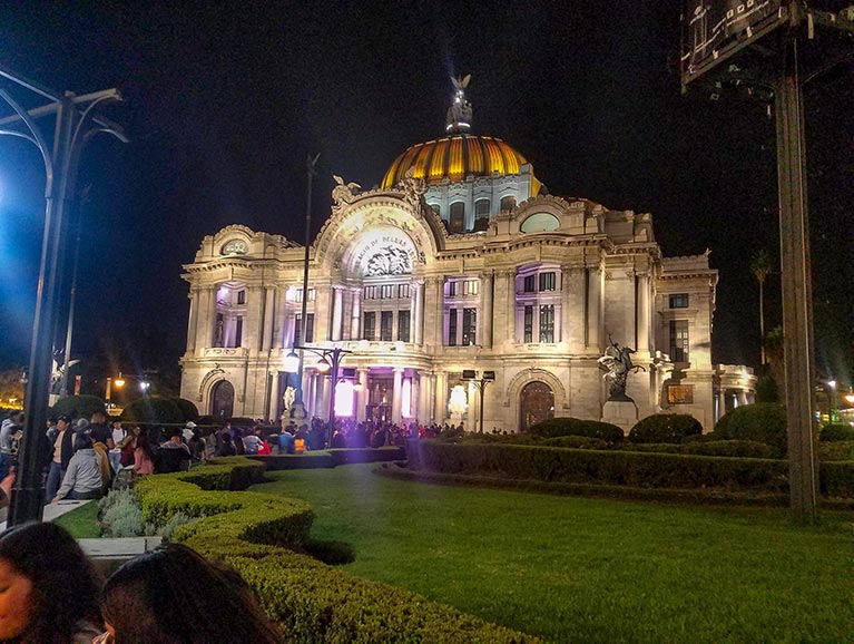 The opera house at night