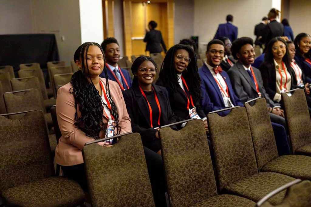 NSBE members at the Region III Fall Region Conference waiting to attend a session