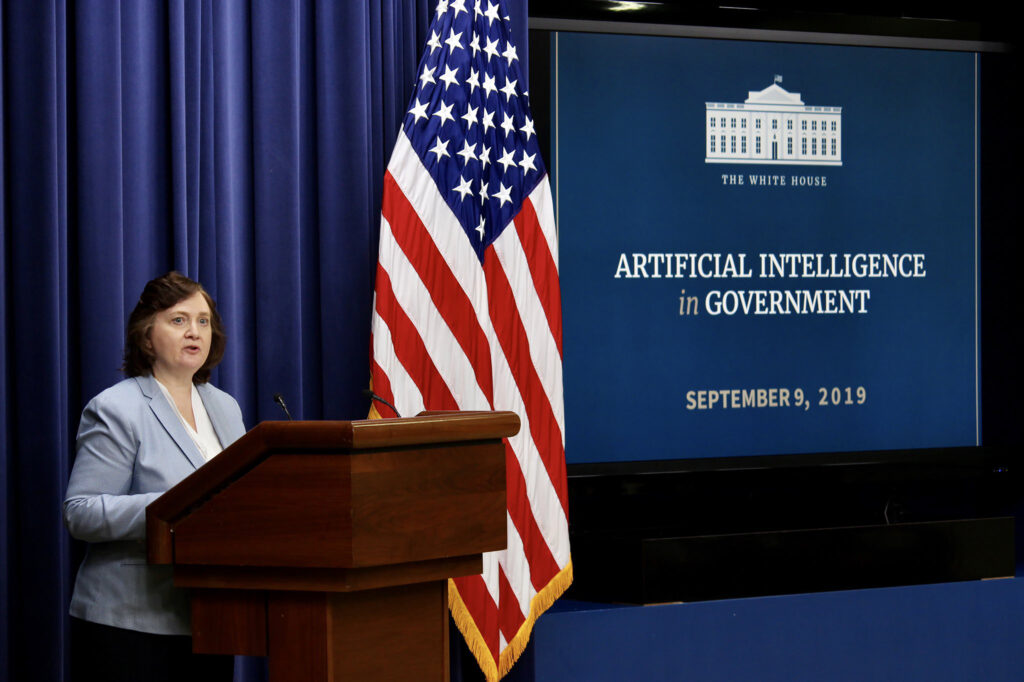 Lynne Parker giving a presentation on Artificial Intelligence in Government at the White House