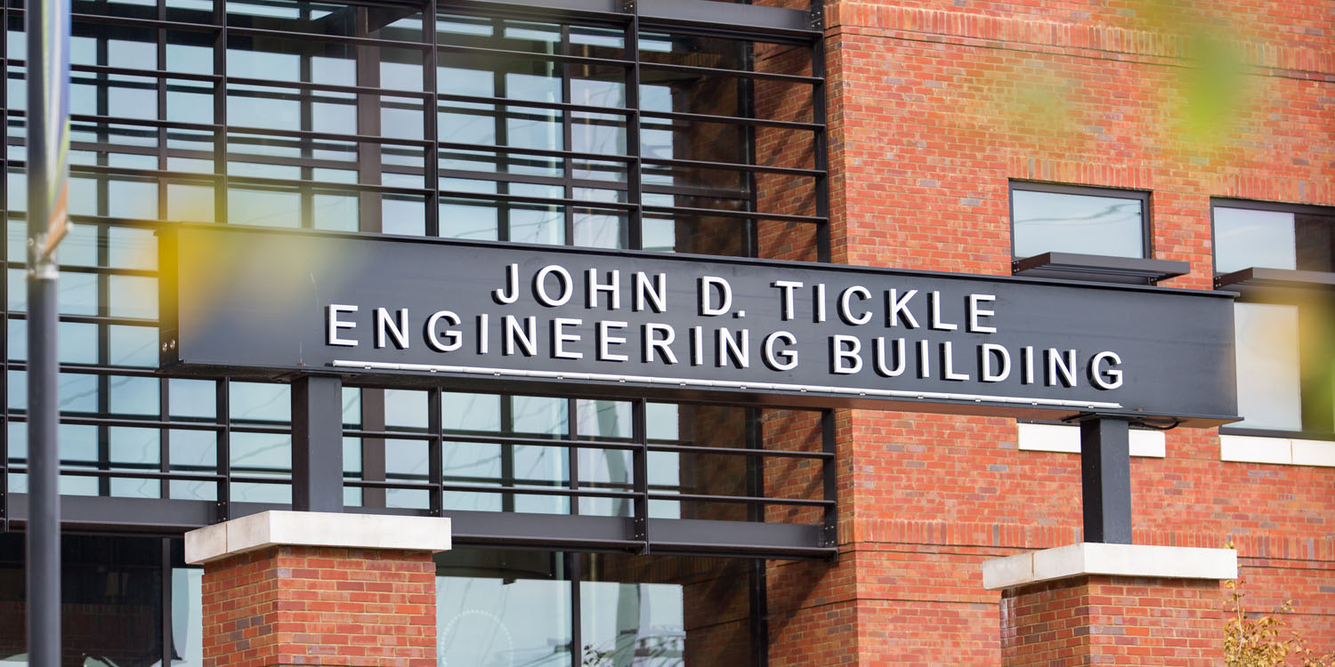 Sign on the Tickle Engineering Building