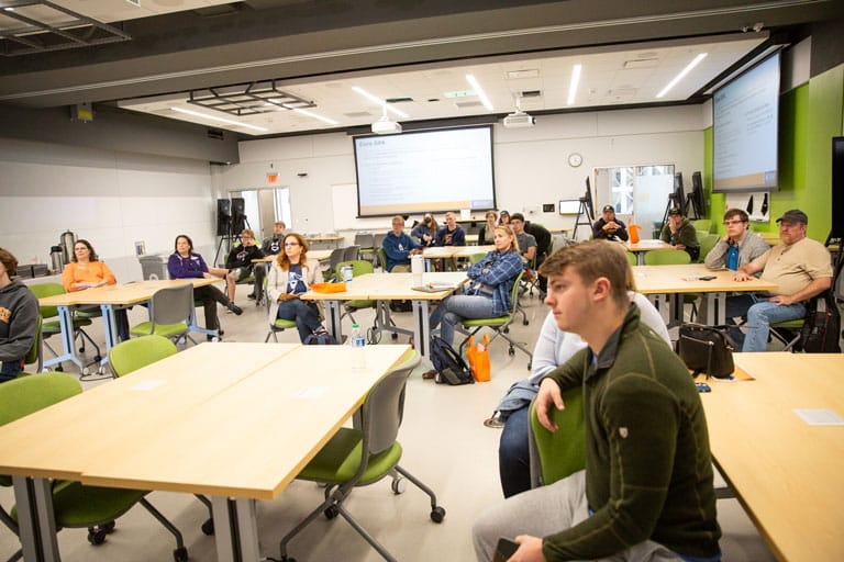 Engineers Day participants attend an info session in ZEC. 