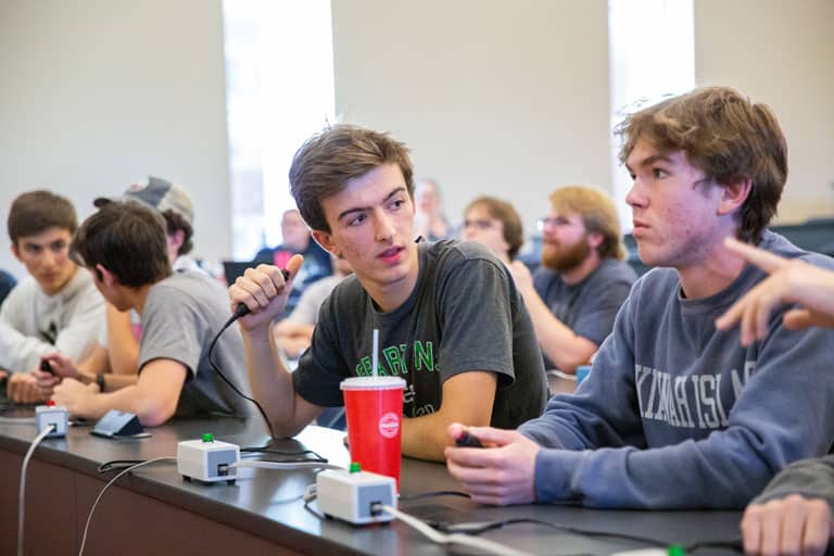 Student participates during Quiz Bowl