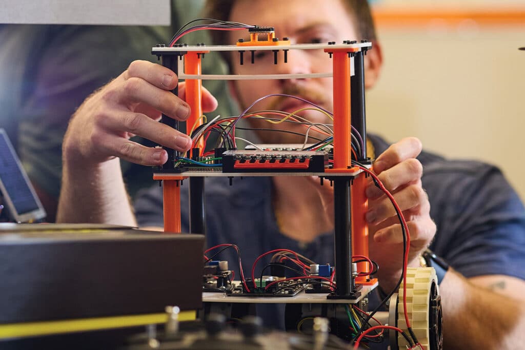 Student woks on project in computer engineering lab