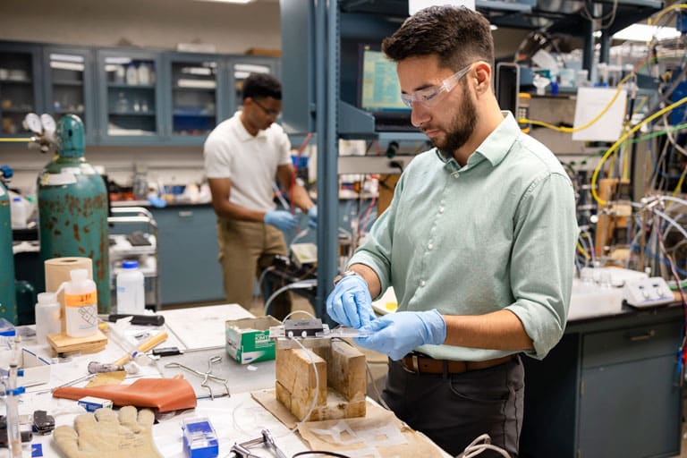 Student working in engineering lab