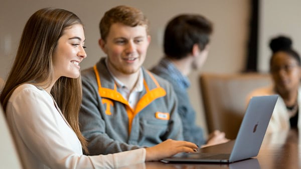 Two Heath IBEP students work on projects in the Tickle Engineering Building