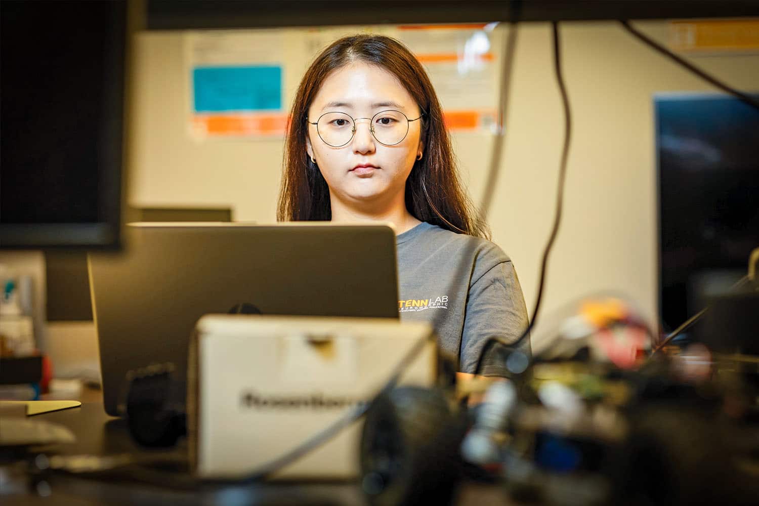 Student works on computer in the TENN Lab