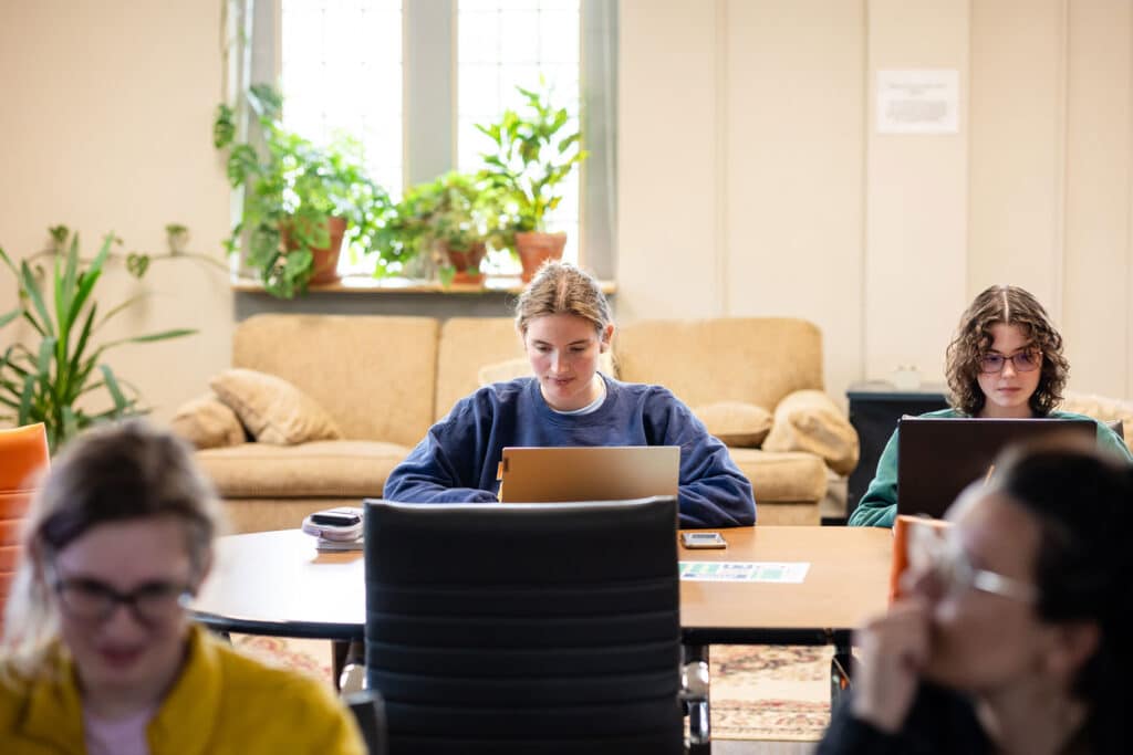 Students studying in Ferris Hall Study Lounge