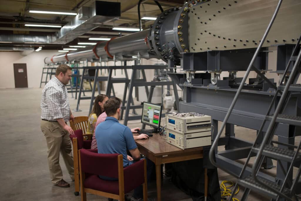 Researchers work in the Hypersonics Lab