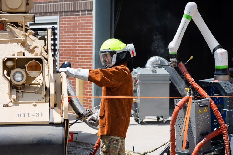 two soldiers from the 278th Armored Cavalry Regiment were trained to use the expeditionary manufacturing equipment