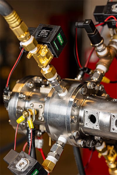 Close up of arcjet wind tunnel instruments.