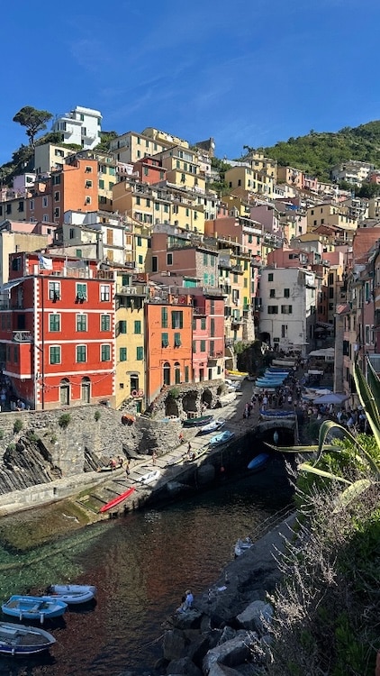 Homes next to a river in Italy