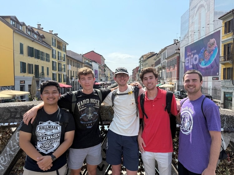 Holden Hacker and his friends in Milan, Italy