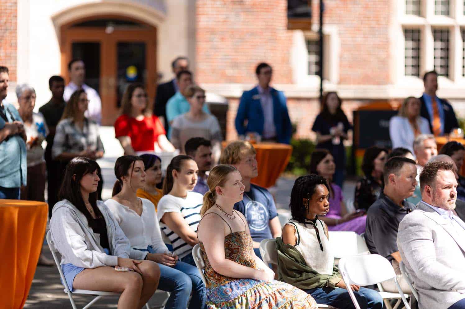 Students, faculty, and staff come out to attend the opening of the Department of Biomedical Engineering.