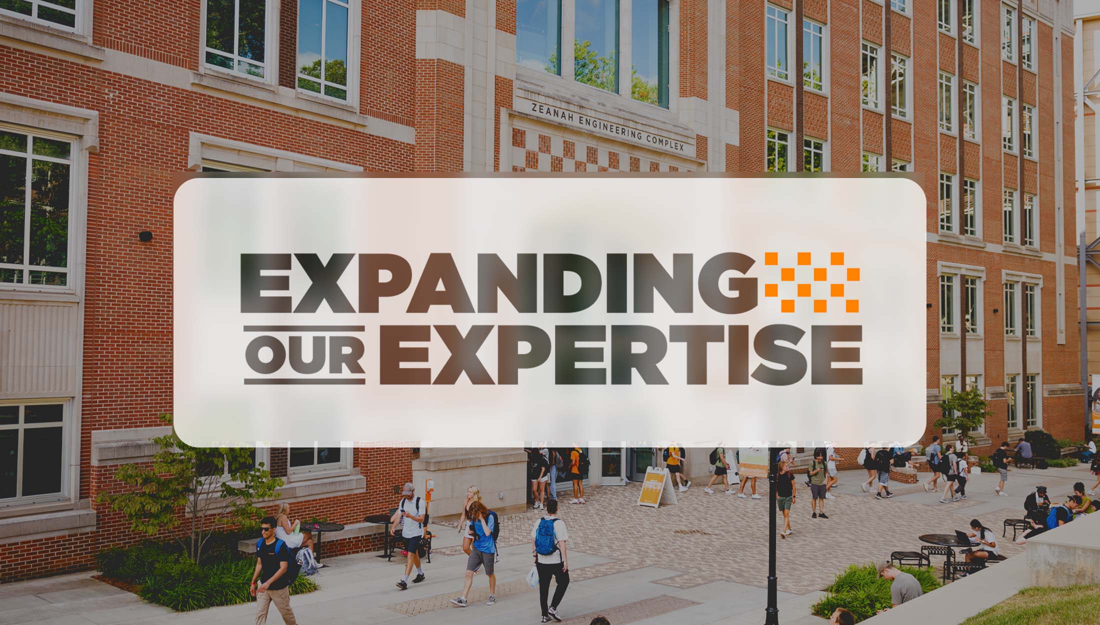 Header with words Expanding Our Expertise written over top of Zeanah Engineering Complex photo.