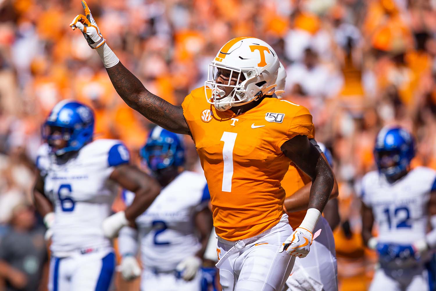Marquez Callaway runs off the field after a play